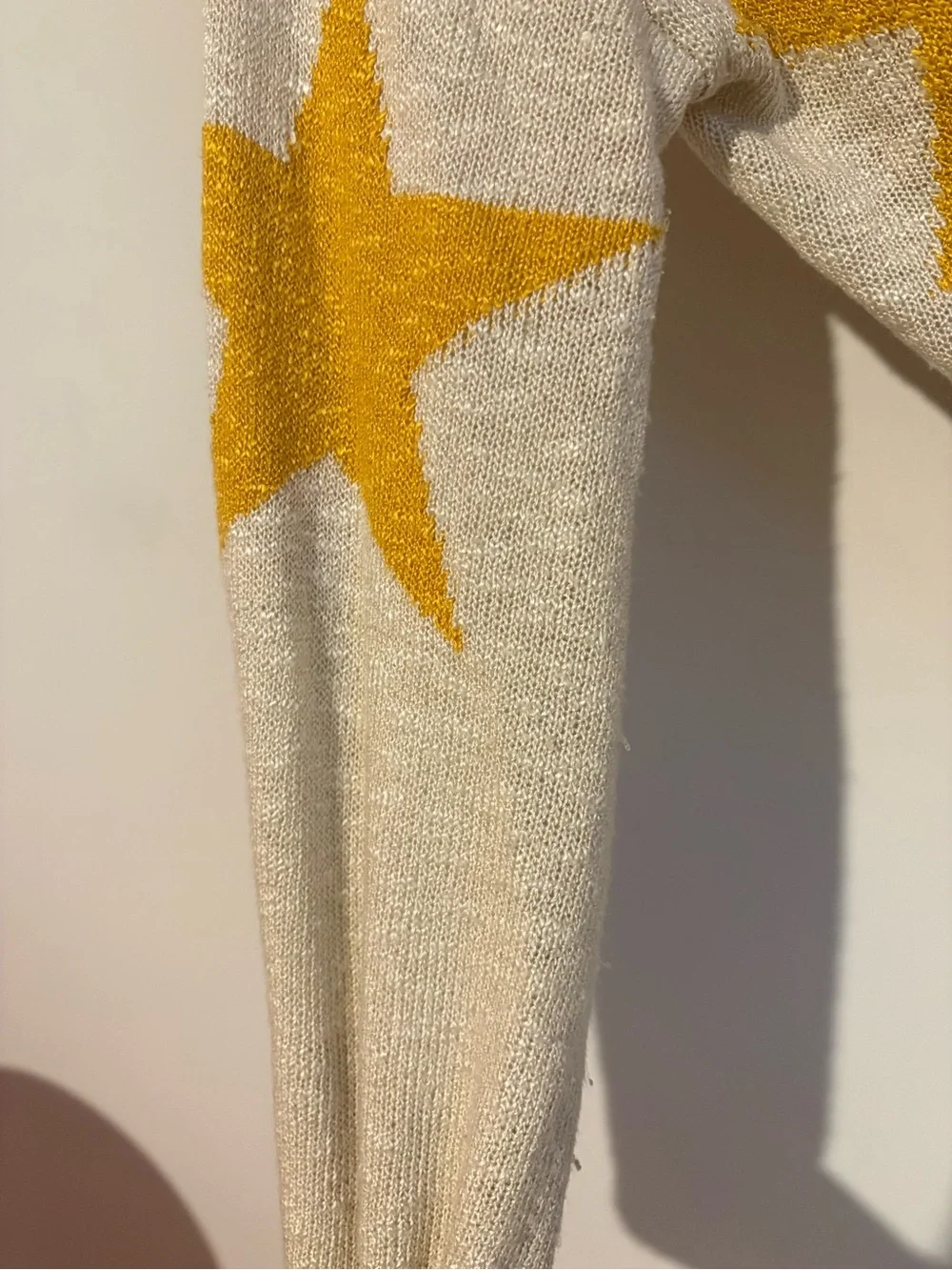 Charmed Hearts Open-Front Star Cardigan Sweater beige Yellow‎ Stars size medium
